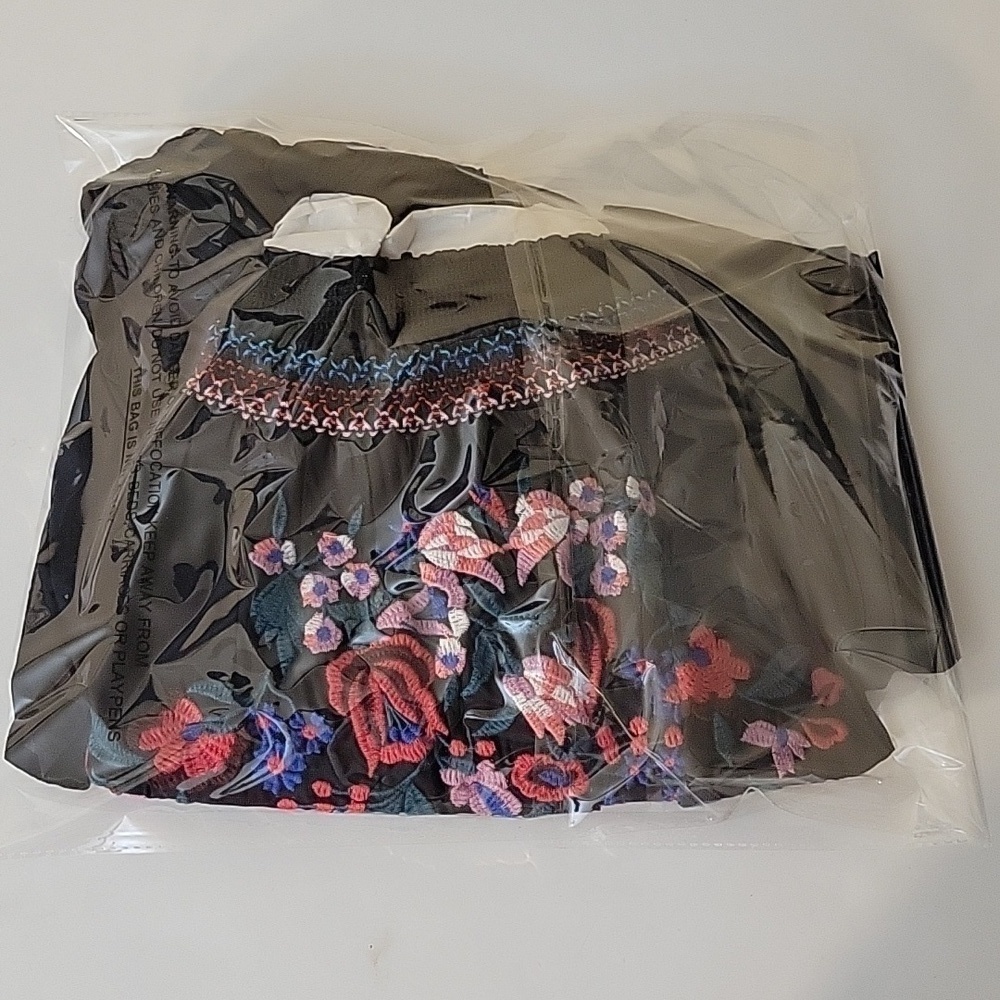 Free People Sunbeams Floral Embroidered Black Off The Shoulder Mini Dress - Picture 10 of 10